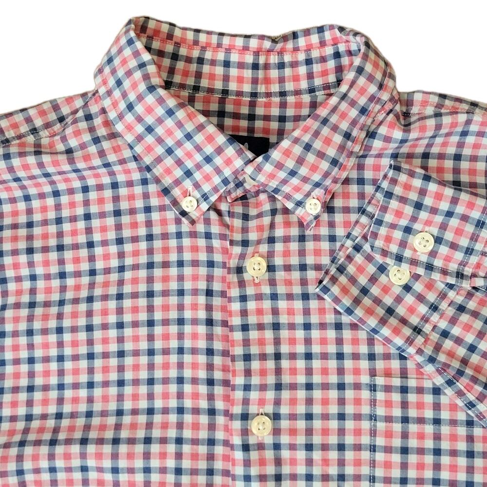 Johnnie-O Shirt Men’s M Red White Blue Plaid Button Down Long Sleeve Preppy